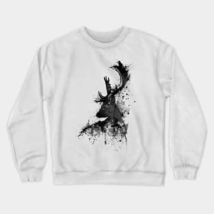 Black and White Deer Head Watercolor Silhouette Crewneck Sweatshirt